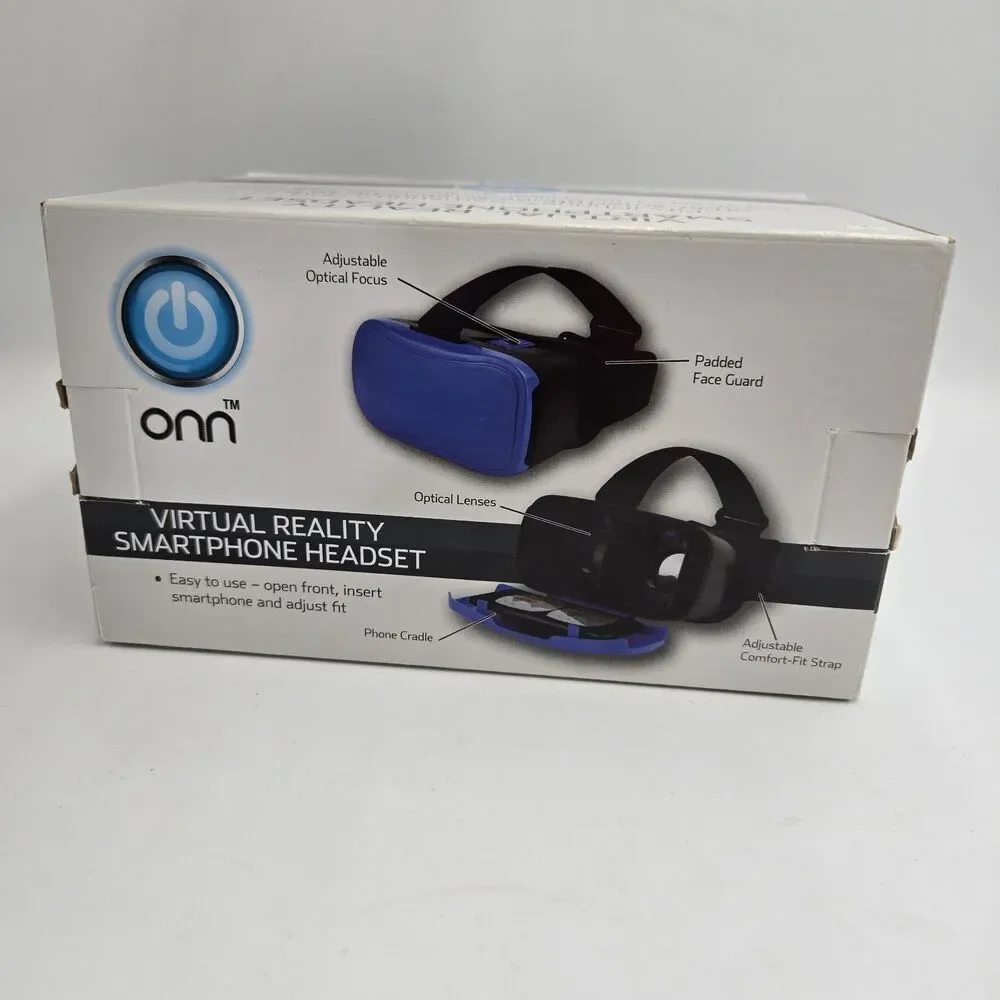 ONN Virtual Reality VR Smartphone Headset for Apple / Android Blue New Open Box